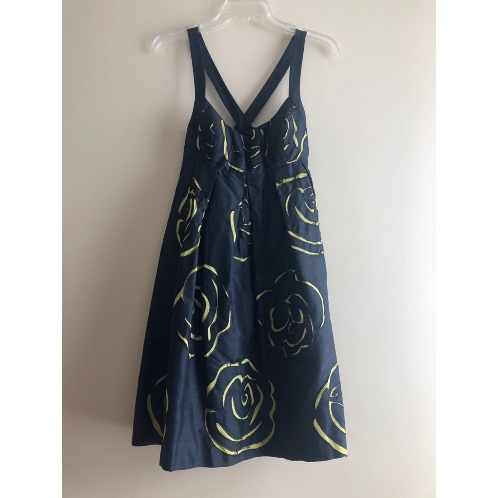 INC Black With Yellow Roses Silk Dress Size 4